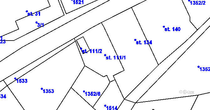 Parcela st. 111/1 v KÚ Kochánky, Katastrální mapa
