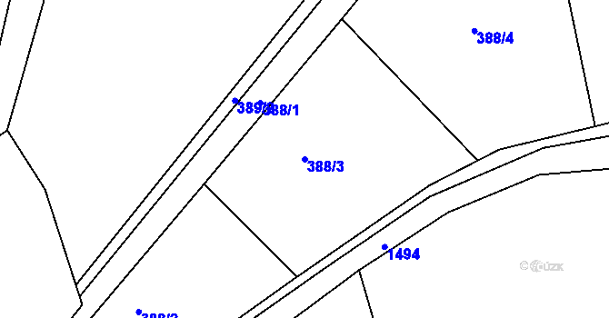 Parcela st. 388/3 v KÚ Kochánky, Katastrální mapa