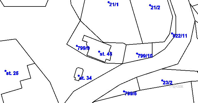 Parcela st. 45 v KÚ Kochánov, Katastrální mapa