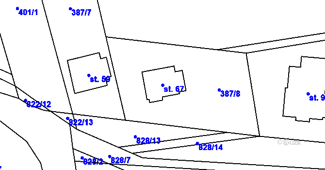 Parcela st. 67 v KÚ Kochánov, Katastrální mapa