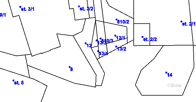 Parcela st. 13/4 v KÚ Kochánov, Katastrální mapa