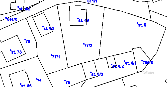 Parcela st. 77/2 v KÚ Kochánov, Katastrální mapa