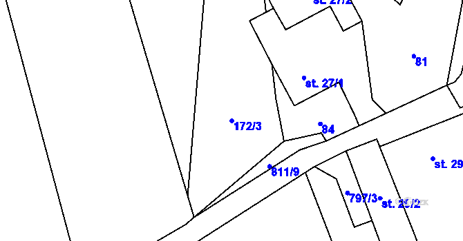 Parcela st. 172/3 v KÚ Kochánov, Katastrální mapa