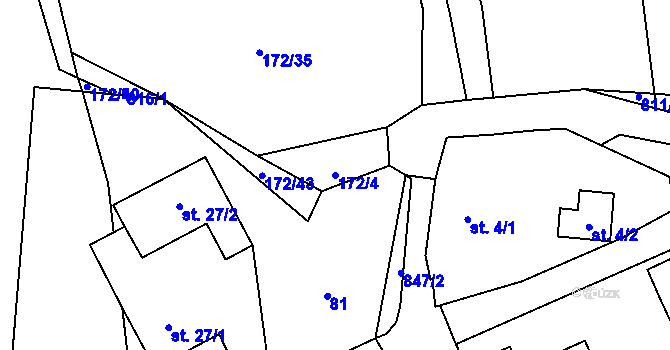 Parcela st. 172/4 v KÚ Kochánov, Katastrální mapa