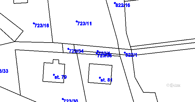 Parcela st. 723/1 v KÚ Kochánov, Katastrální mapa