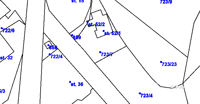 Parcela st. 723/7 v KÚ Kochánov, Katastrální mapa