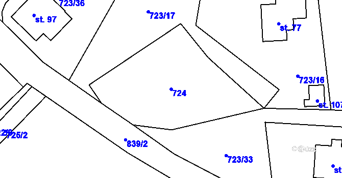 Parcela st. 724 v KÚ Kochánov, Katastrální mapa