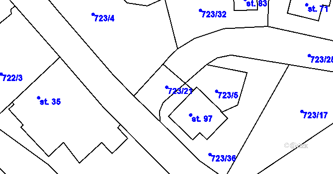Parcela st. 723/21 v KÚ Kochánov, Katastrální mapa