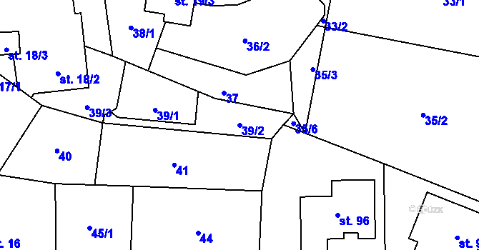 Parcela st. 39/2 v KÚ Kochánov, Katastrální mapa