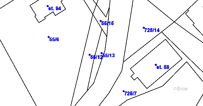 Parcela st. 55/13 v KÚ Kochánov, Katastrální mapa