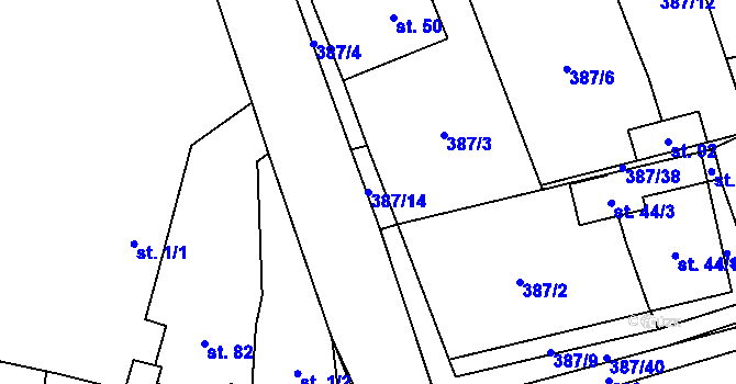 Parcela st. 387/14 v KÚ Kochánov, Katastrální mapa