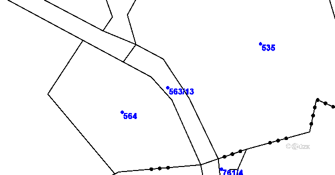 Parcela st. 563/13 v KÚ Kochánov, Katastrální mapa