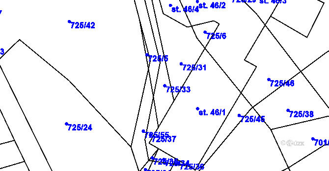 Parcela st. 725/33 v KÚ Kochánov, Katastrální mapa