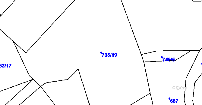 Parcela st. 733/19 v KÚ Kochánov, Katastrální mapa