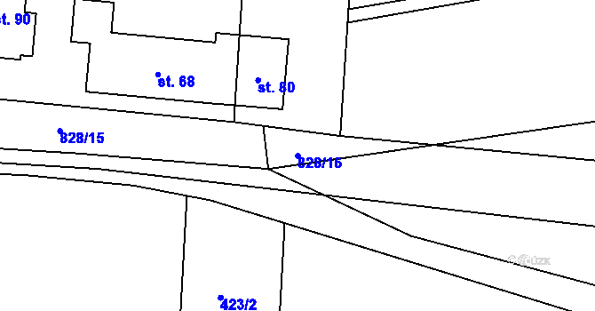 Parcela st. 828/16 v KÚ Kochánov, Katastrální mapa