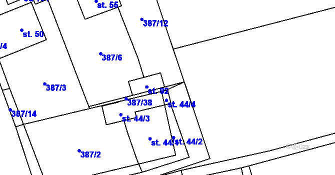 Parcela st. 387/39 v KÚ Kochánov, Katastrální mapa
