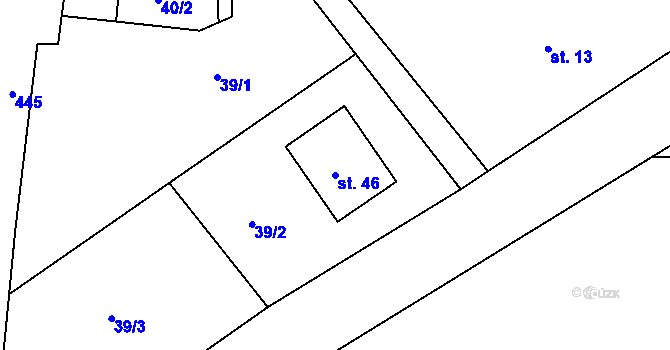 Parcela st. 46 v KÚ Úhořilka, Katastrální mapa