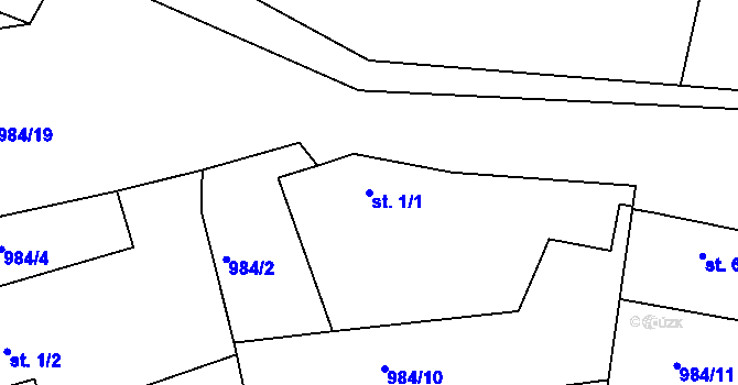 Parcela st. 1/1 v KÚ Kochov, Katastrální mapa