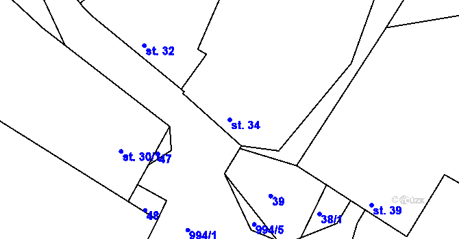 Parcela st. 34 v KÚ Kochov, Katastrální mapa