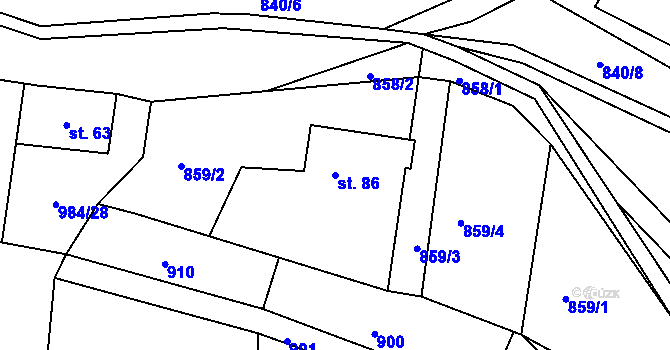 Parcela st. 86 v KÚ Kochov, Katastrální mapa