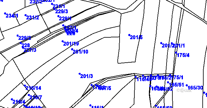 Parcela st. 201 v KÚ Kochov, Katastrální mapa