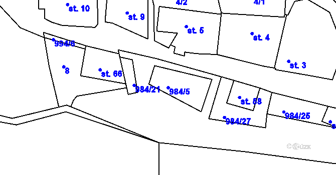 Parcela st. 984/5 v KÚ Kochov, Katastrální mapa