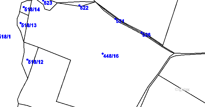 Parcela st. 448/16 v KÚ Kochov, Katastrální mapa
