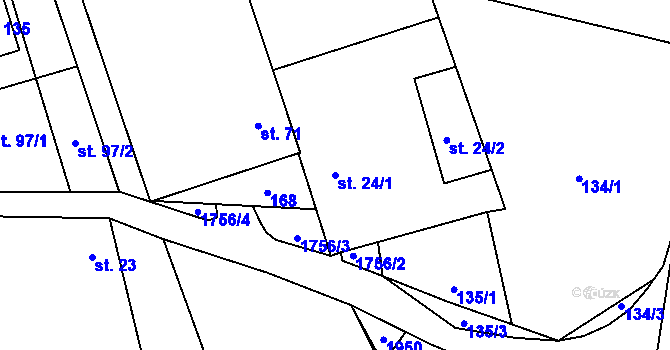 Parcela st. 24/1 v KÚ Kojákovice, Katastrální mapa