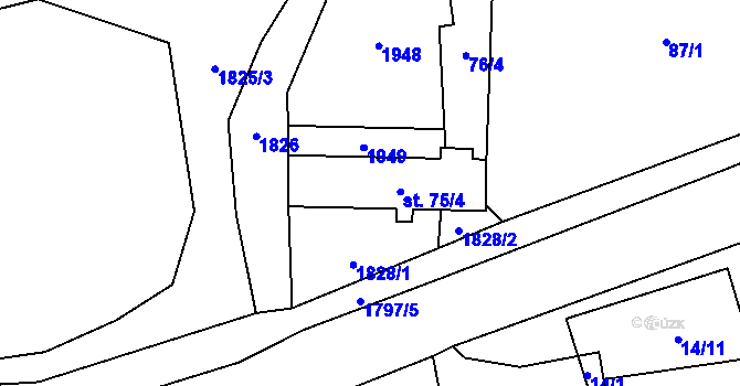 Parcela st. 75/4 v KÚ Kojákovice, Katastrální mapa