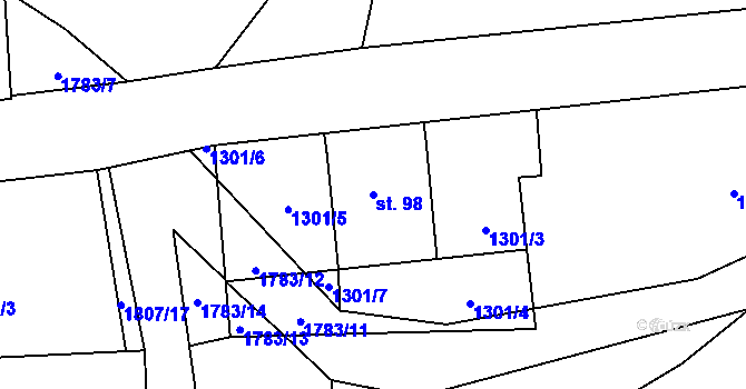 Parcela st. 98 v KÚ Kojákovice, Katastrální mapa