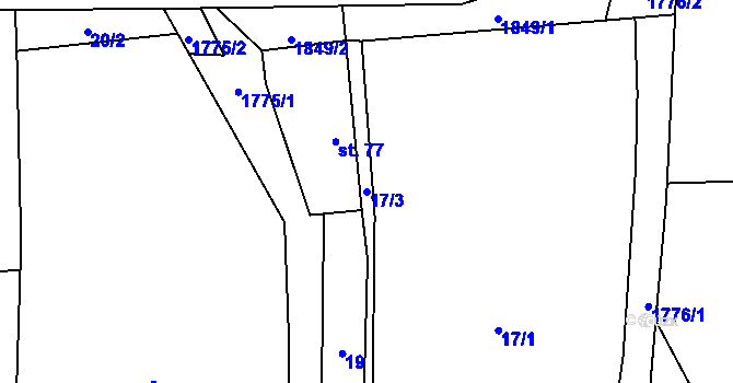 Parcela st. 17/3 v KÚ Kojákovice, Katastrální mapa