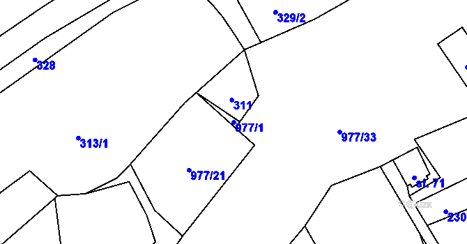 Parcela st. 977/1 v KÚ Kramolín u Kojákovic, Katastrální mapa