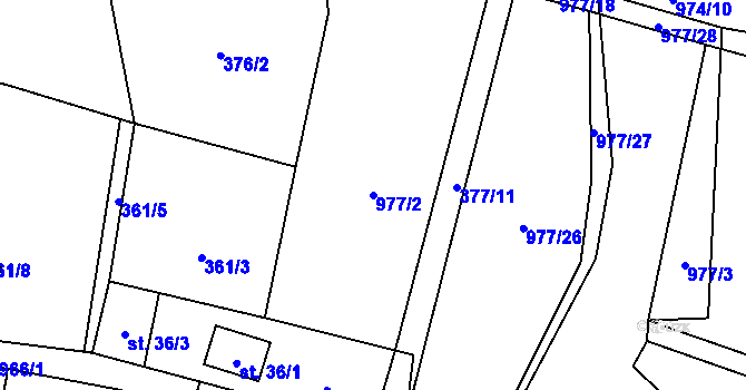 Parcela st. 977/2 v KÚ Kramolín u Kojákovic, Katastrální mapa