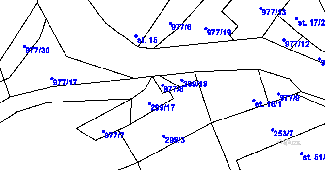 Parcela st. 977/8 v KÚ Kramolín u Kojákovic, Katastrální mapa