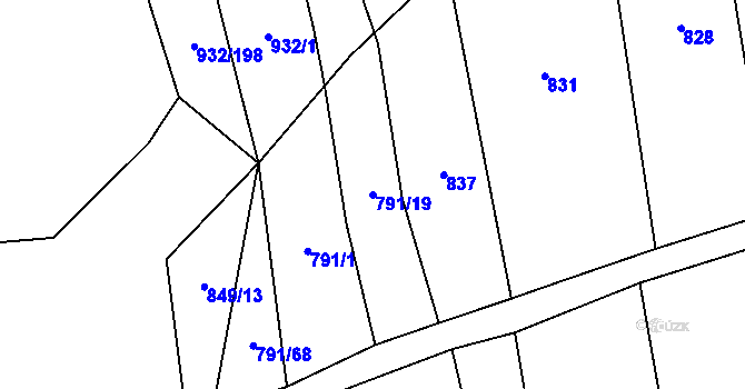 Parcela st. 791/19 v KÚ Lipnice u Kojákovic, Katastrální mapa