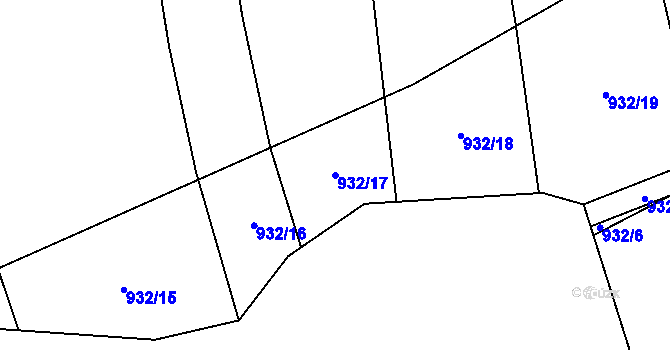Parcela st. 932/17 v KÚ Lipnice u Kojákovic, Katastrální mapa