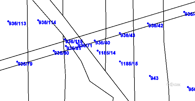 Parcela st. 1185/14 v KÚ Lipnice u Kojákovic, Katastrální mapa