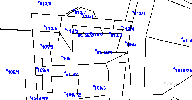 Parcela st. 52/1 v KÚ Lipnice u Kojákovic, Katastrální mapa