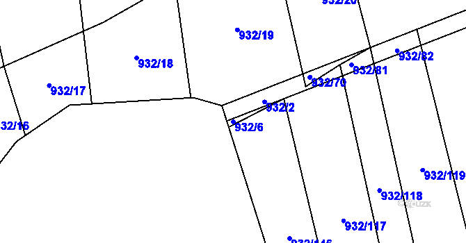 Parcela st. 932/6 v KÚ Lipnice u Kojákovic, Katastrální mapa