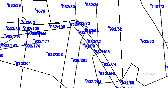 Parcela st. 932/8 v KÚ Lipnice u Kojákovic, Katastrální mapa