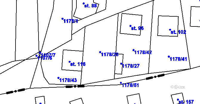 Parcela st. 1178/28 v KÚ Lipnice u Kojákovic, Katastrální mapa