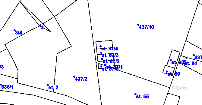 Parcela st. 87/3 v KÚ Kojatice, Katastrální mapa