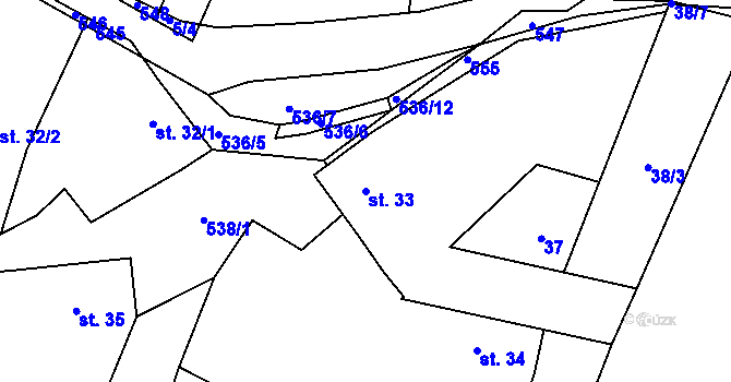 Parcela st. 33 v KÚ Kojatice, Katastrální mapa
