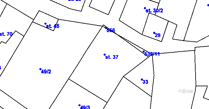 Parcela st. 37 v KÚ Kojatice, Katastrální mapa