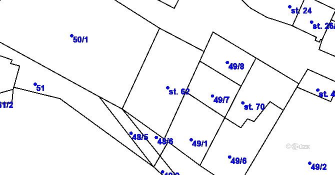 Parcela st. 62 v KÚ Kojatice, Katastrální mapa