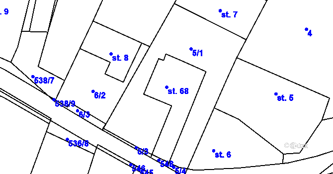Parcela st. 68 v KÚ Kojatice, Katastrální mapa