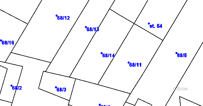 Parcela st. 68/14 v KÚ Kojatice, Katastrální mapa