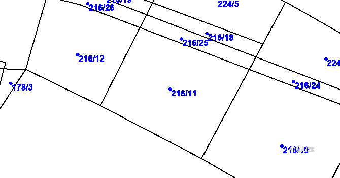 Parcela st. 216/11 v KÚ Kojatice, Katastrální mapa