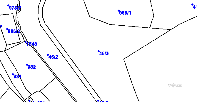 Parcela st. 45/3 v KÚ Velký Újezd u Kojatic, Katastrální mapa