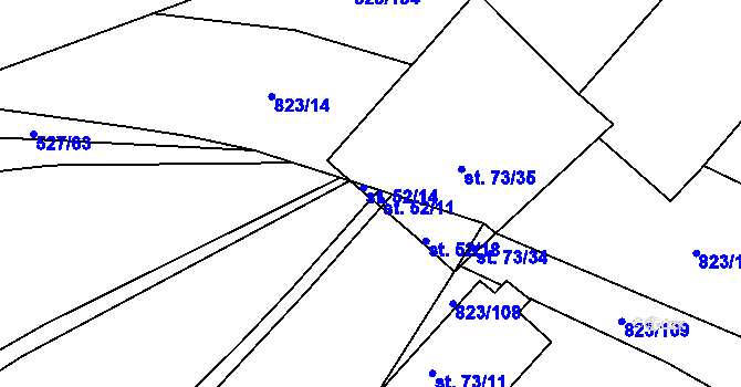 Parcela st. 52/13 v KÚ Kojátky, Katastrální mapa